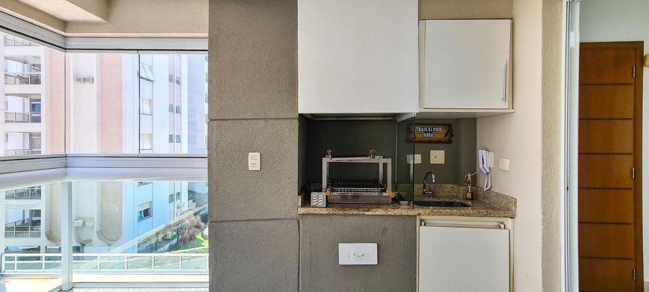 Apartamento Mirante Astúrias - varanda gourmet de frente para a praia da Astúrias no Guarujá Exterior foto